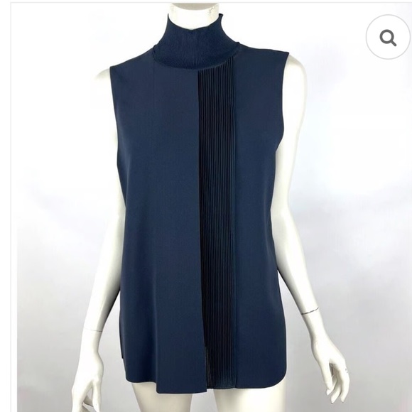 NWT VINCE Laser Cut Sleeveless Top Large dark navy blue - Picture 2 of 6